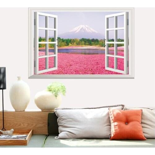 Wall paintings 3D three-dimensional wall stickers window Mount Fuji Sticker for home hotel room bathroom Decoration WX1591648