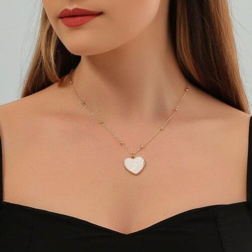New Sweet Temperament White Love Clavicle Necklace Fashion Simple And Fresh Necklace Women Wholesale