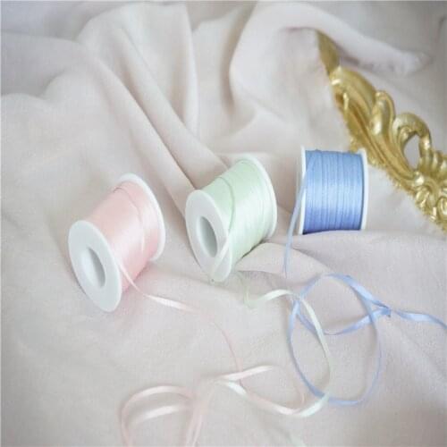 2mmX20mts solid colors of 100% pure silk embroidery ribbon thin taffeta high quality silk ribbon Anya Ribbon Handcraft