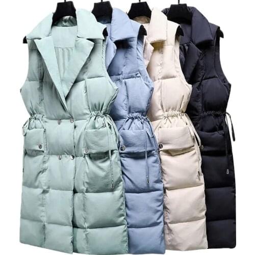 2021 Autumn Winter Cotton Padded Vest Warm Coat Women New Korean Waistcoat Outer Wear Vest Jacket Sleeveless Parka