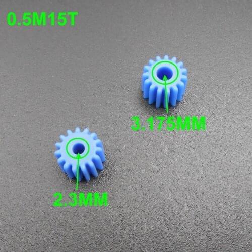 10PCS/Lot 0.5M 15T Blue Plastic Spur Gear 0.5 Modulus 15 Teeth Aperture 2.3mm 3.17mm 3.175mm T=15 6MMX8.4MM POM Gears *FD495-496