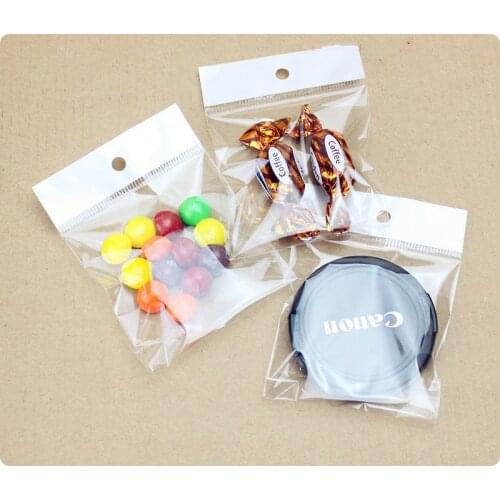 Clear Self Adhesive Seal Plastic Storage Bag OPP Poly Pack Bag Retail Packaging Package Bag W/ Hang Hole Wholesale 500Pcs/Lot