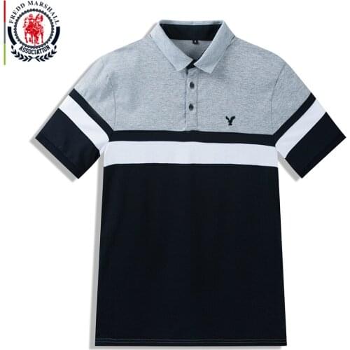 FREDD MARSHALL 2020 New Fashion Patchwork Polo Shirt Men 100% Cotton Casual Busniess Eagle Embroidered Polo Shirt Mens Tops 514