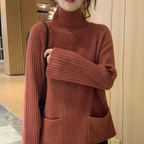 Turtleneck Sweater Female Autumn Winter 2021 New Loose Slim Sweater Pullover Women Long Sleeve Jumper Women Pull Femme