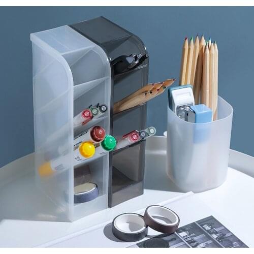 Creative Desktop Storage Transparent Pen Holder Frosted Organizer Storage Office School Stationery Supply