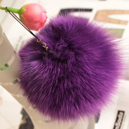 10cm Nature Genuine Fox Fur Ball Pom Pom Fluffy DIY Winter Hat Skullies Beanies Knitted Cap Pompoms TWF005-purple
