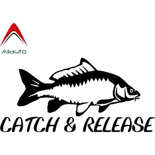 Aliauto Funny Motorcycles Car Sticker Catch Release Fishing Vinyl Decoration Waterproof Reflective Cover Scratch Decal,14cm*6cm