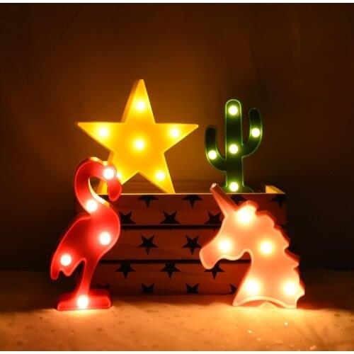 1pcs Mini 3D Table Lamp Unicorn/Flamingo/Cactus/Pineapple/Cloud/Star Night Light For Kids Bedroom Decoration Cute Birthday Gift