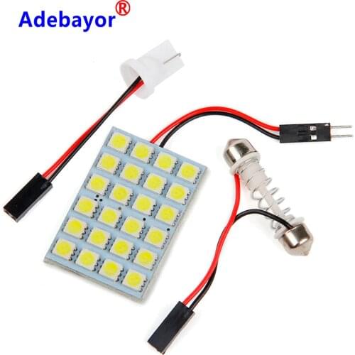 150PCS 24 SMD 5050LED Auto Panel Light Reading Dome Bulb Car Interior Roof Map Lamp With T10 W5W C5W C10W Festoon 2 Adapter Base