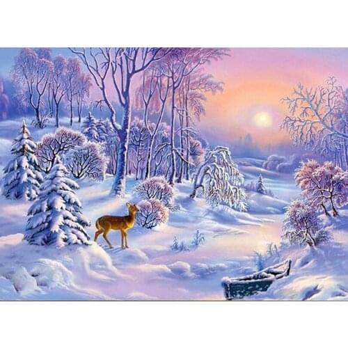 5D Diamond Mosaic Diy Diamond Painting Cross Stitch Diamond Embroidery Patterns Rhinestone Beautiful snow view Picture AS336