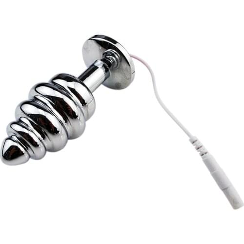 29*72mm Medical Thread Electric Shock Spiral Butt Plug Metal Anal Plug Electro Shock Sex Toys For Couples Sex Products