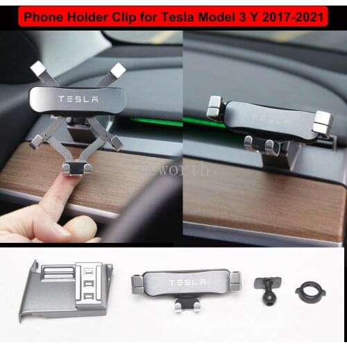 Car Phone Holder Clip For Tesla Model 3 Model Y 2017-2021 Car Air Outlet Mount Smartphone Mobile Phone Holder Cradle Stable