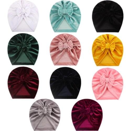 Newborn Baby Velvet Turban Hat Boys Girls Knot Head Wraps Toddler Kids Soft Stretch Warm Beanie Cap Hat Children Headbands