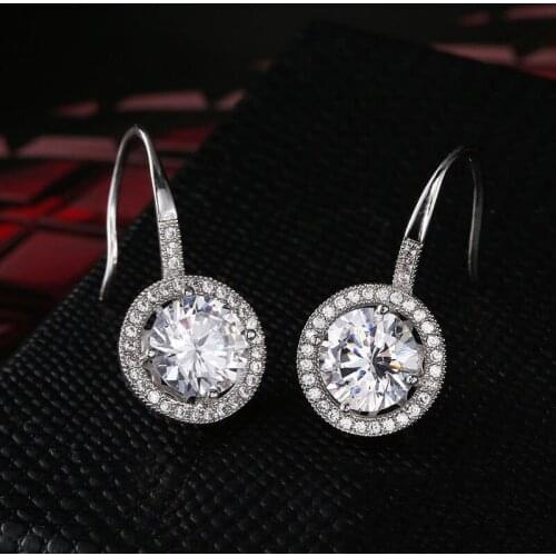 Brillian New Korean fashion round AAA zircon earrings for women Bride wedding bridesmaid jewellery gift to woman