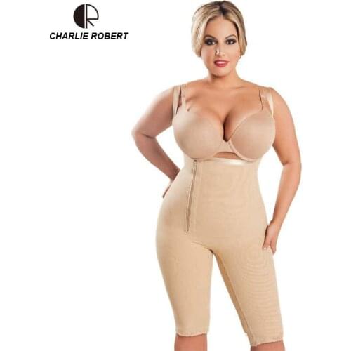 CR Plus Size 5XL 2019 Latex Womens Body Shaper Post Liposuction Girdle Clip Zip Bodysuit Vest Waist Shaper Reductoras Shapewear