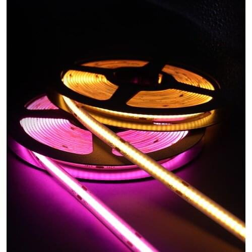 Colorful COB LED Strip Lights For Bedroom 8mm 12V 24V Flexible Light Bar Diode Tape Dimmable Red Green Blue Yellow Pink Purple