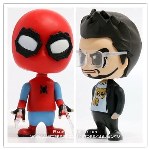 Disney Marvel Avengers spider Tony Stark Cute 10cm Q version Action Figure Anime Decoration PVC Collection Figurine Toy model