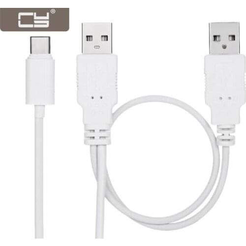 CYSM USB 3.1 Type C USB-C to Dual A Male Extra Power Data Y Cable for Cell Phone & Hard Disk