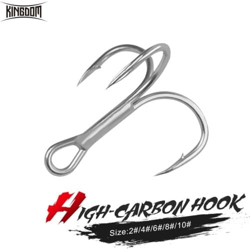 Kingdom 8841 Fishing Hooks 2# 4# 6# 8#10# Strong Power High Carbon Steel Treble Hooks Bait Carp Fishing Lure Tackles Accessories