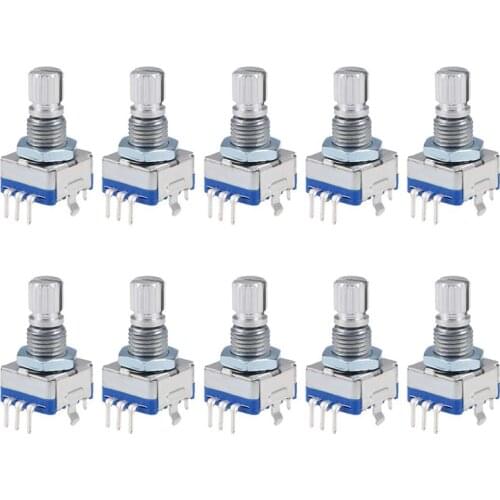 360 Degree Rotary Encoder Code Switch Digital Potentiometer EC11 5 Pins 15mm Shaft 10Pcs