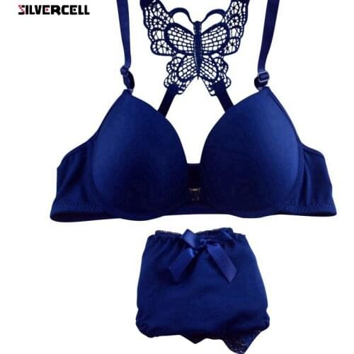 New Women Sexy Bra Sets Front Closure Lace Push Up Bra + Panties Underwear 32B-36B