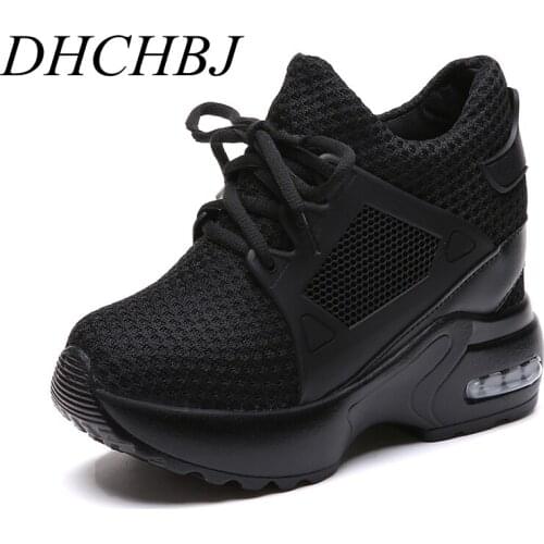 Casual Shoes Womens Shoes Mesh Breathable Platform Wedge Heels Shoes 11cm autumn Sneakers Zapatillas Deportivas Mujer