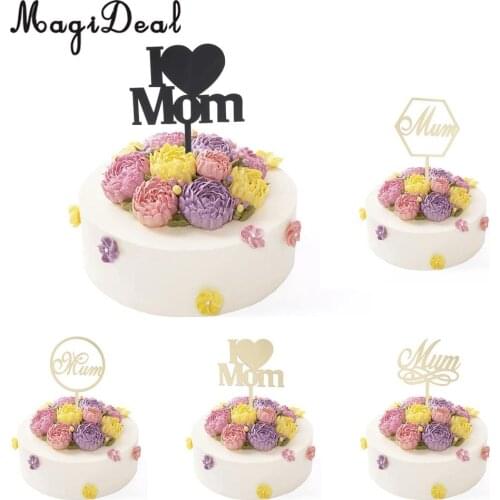 MagiDeal Love Mom Mum Acrylic Cake Topper Mothers Day Birthday Party Mirror Cake Baking Decoration Supplier