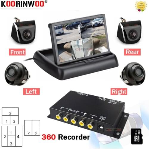 Koorinwoo Multifunction Car Monitor DVR 360 Recorder Split Switch Combiner 4 Channels Box Left Right Front Rear view Side Camera