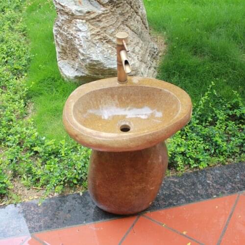 Cobblestone Pool Kids Pedestal Basin Stone Kindergarten Integrated Balcony Floor-Standing Wash up Sink Outdoor Wash Basin