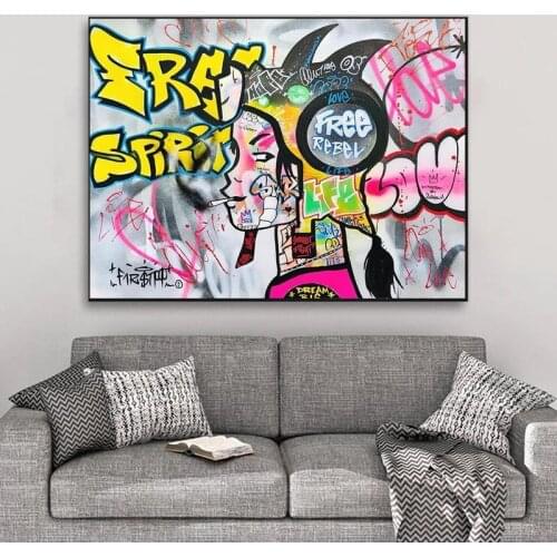 Cartoon Graffiti Art Canvas Painting Wall Art Posters and Prints Decorative Picture for Living Room Home Decor