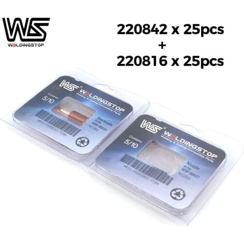 220816 nozzle tip 85A 25pcs + 220842 electrode 25pcs plasma cutter torch consumable kits Free Shipping PKG/50
