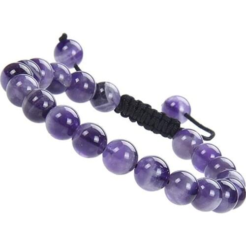 Natural Stone Healing Power Crystal Beads Unisex Adjustable Macrame Beaded Luxury Friendship Bracelets 8mm for Women Men
