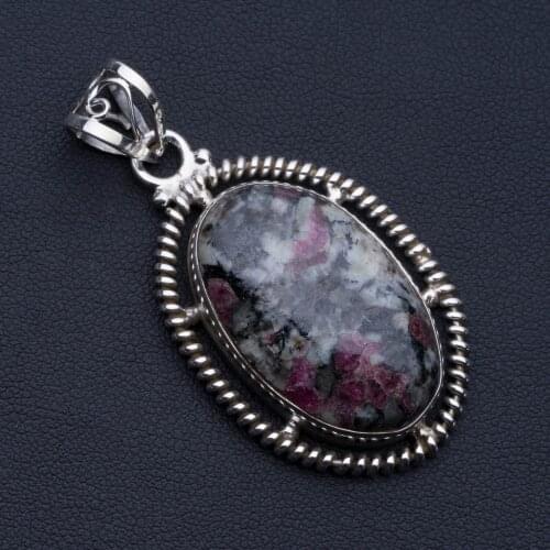 Natural Ruby Zoisite Punk Style 925 Sterling Silver Pendant 2" P0630