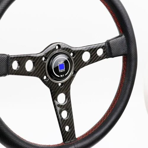 ND Carbon Fiber 14inch/345mm Genuine Leather Steering Wheel Drift Sport Steering Wheels