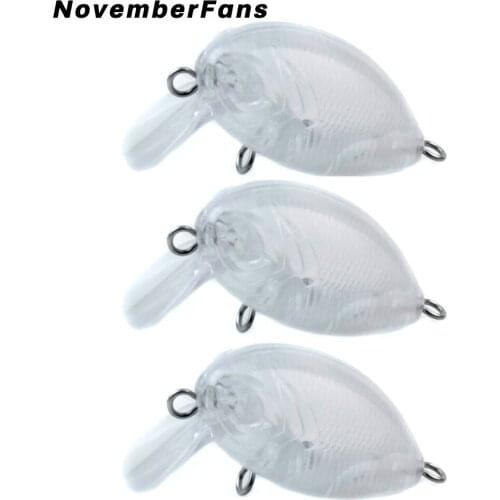NovemberFans 15pcs/lot Mini CrankBait Unpainted Hard Plastic Wobblers 4cm 3g Crank Fishing Tackle Lures Blanks Small Baits DIY