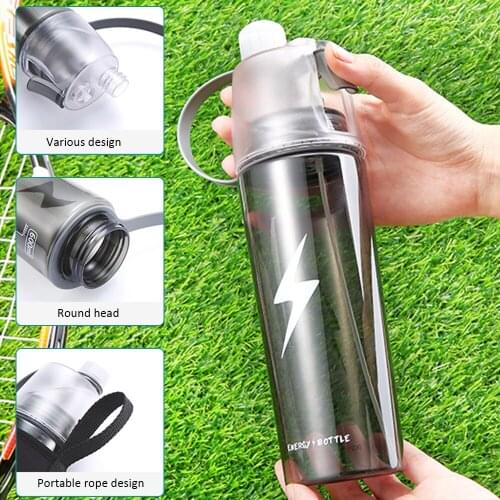 New Hot ! Creative Spray Water Bottle Portable Atomizing Bottles Outdoor Sports Gym Drinking Drinkware Bottles Shaker 600ML