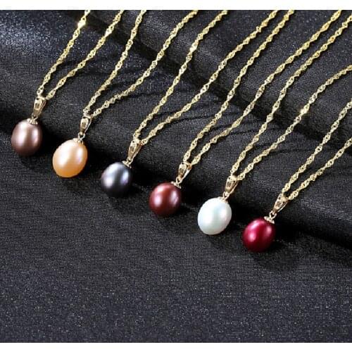 New Fashion Necklace Freshwater Pearl 18K Gold Hanging Buckle Fashion Lady Necklace Jewelry