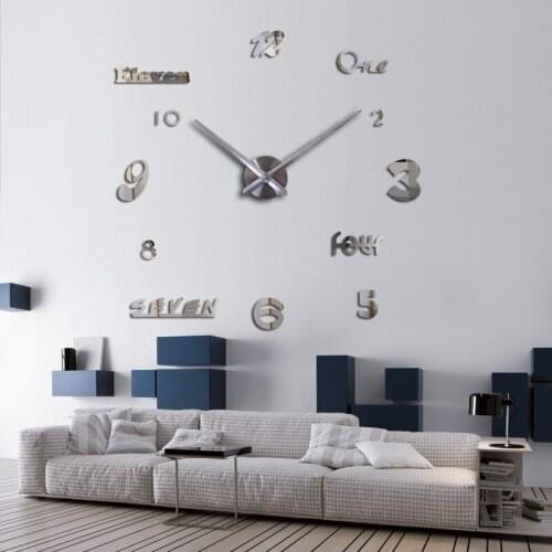 New arrival 3d real big wall clock Quartz clocks fashion watches mirror acrylic sticker diy living room decor modern design