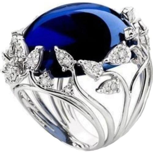 New Arrival Fashion Silver Color Dark Blue Crystal Vine Ring For Wiomen Wedding Marriage Engagement Ring Gift Jewelry