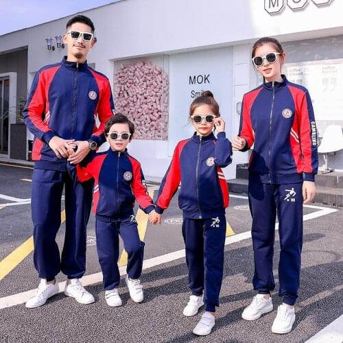 Family Matching Outfits Autumn Dad Son Mom Daughter Sports Clothing Set Coat &Pants Students Uniforms Couple Matching Clothes