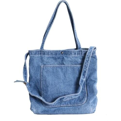 Totes Casual Shoulder Bag Cotton Foldable Shopping Women Eco Reusable Shopper Bags Women Denim Ladies Casual Shoulder Bag