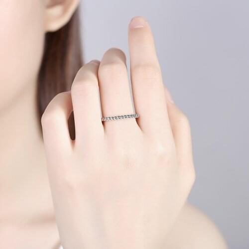 Simple Style Finger Rings Silver Beaded Rings for Female Ladies New Year' s Gift Authentic 925 Sterling Silver Jewelry