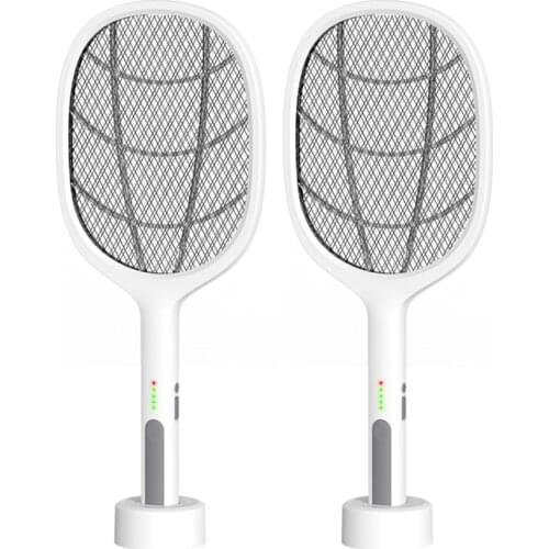 Handheld Mosquito Racket Electric Fly Swatter Rechargeable Insect Killer Pest Repeller Without Battery