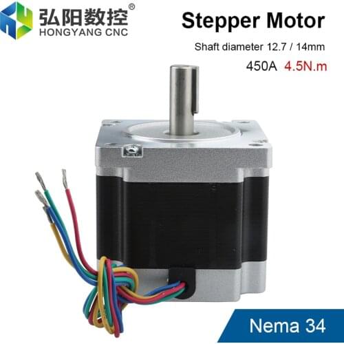 NEMA 34 Stepper Motor 4A 4.5N.M, Shaft Diameter 12.7 14mm 4 Lead Wire For CNC Engraving And Milling Machine 3D Printer