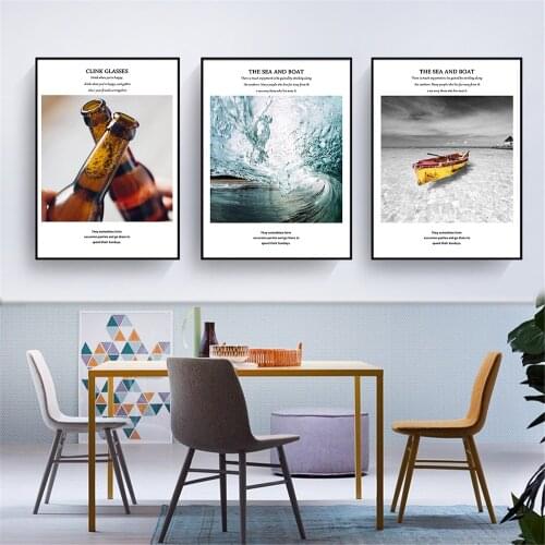 Nordic Wall Art Boat Poster Canvas Painting Beer Wall Pictures for Living Room Sea Boat Poster Prints Kitchen Decor Wall Decor