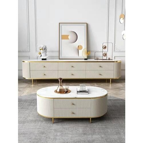 Nordic new style marble light luxury coffee table TV cabinet post-modern minimalist combination furniture high model room