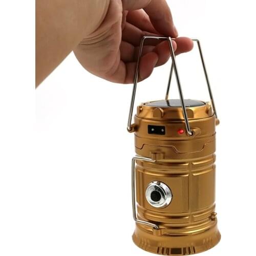 Collapsible Solar Portable Camping Lantern Rechargeable Tent Handy Light Lamp Wall Hanging Hiking Emergencies Home Supplies
