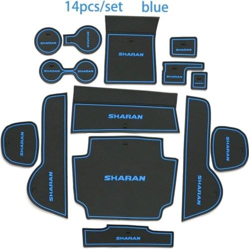 STYO Car Non slip interior door pad cup holder gate slot carpet for VW sharan 2013 - 2017