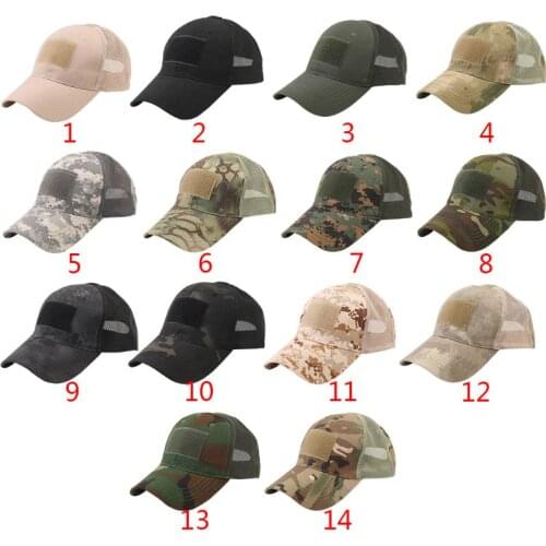 Unisex Outdoor Camouflage Adjustable Cap Summer Mesh Fishing Hunting Hiking Baseball Cap Men Women Travel Casual Hat 14 Styles