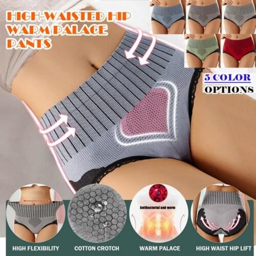 Women Solid Briefs Honeycomb Warm Uterus Underwear WomenS High Waist Buttock Lift Abdominal Pants Waist Shaping Cotton Briefs